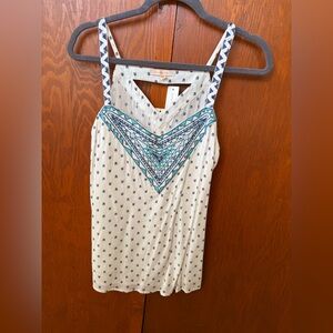 Skies Are Blue Cream and Blue Patterned Camisole